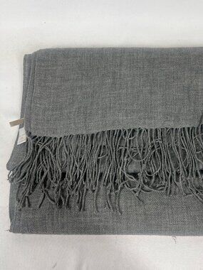 Nordstrom Wool & Cashmere Scarf One Size Gray Heathered Super Soft Fringed